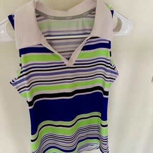 Jofit Royal Blue, white and Lime green sleeveless top